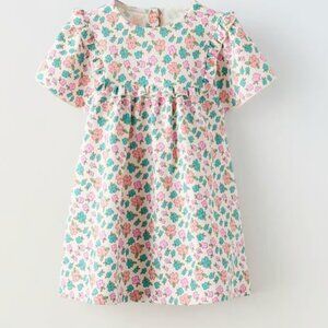 Zara Baby Girl Pink and Green Floral Dress with Ruffle size 1.5 years